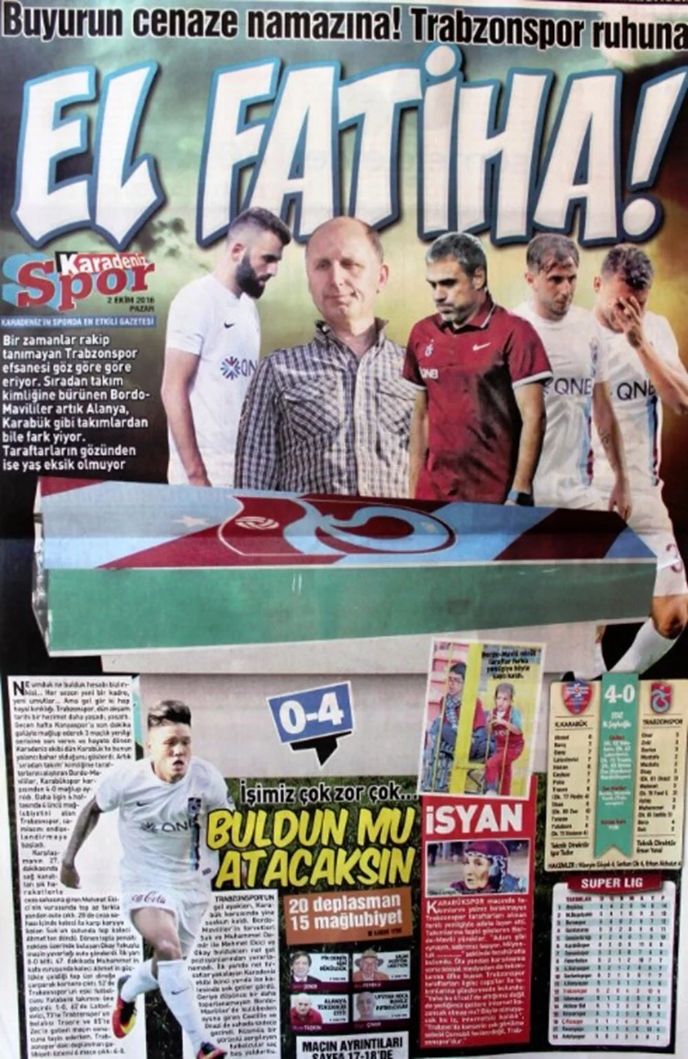 Trabzon'da gazeteler Trabzonspor'un hezimeti için ne yazdı? 5