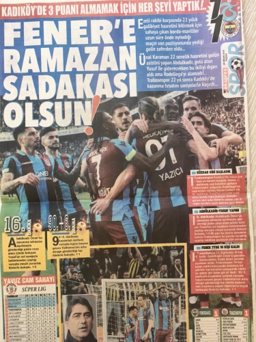 Trabzon Gazetelerinde  Fenerbahçe maçı manşetleri: Böyle talihin... 2