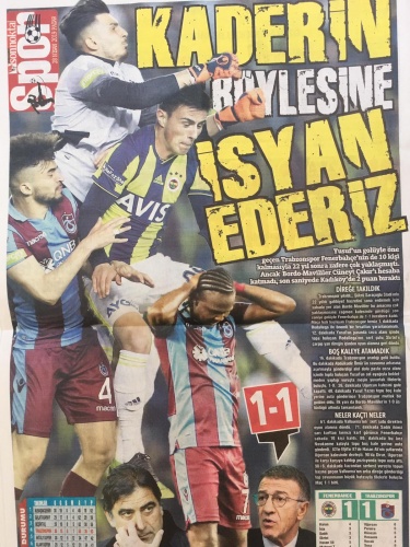 Trabzon Gazetelerinde  Fenerbahçe maçı manşetleri: Böyle talihin... 1