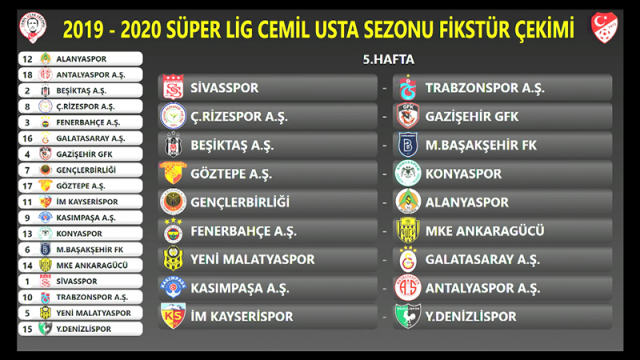 2019-2020 Cemil Usta Sezonu Süper Lig Fikstürü 6