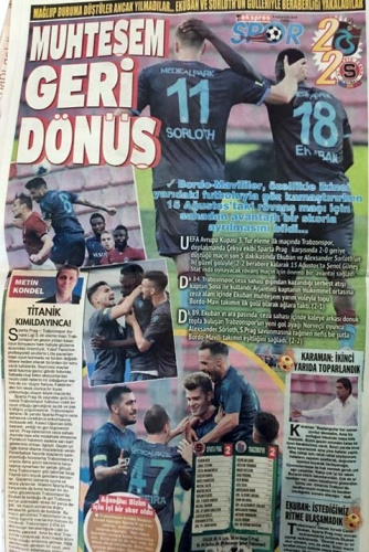 Trabzon gazetelerinden tur manşetleri 6