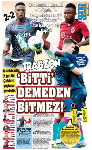 Trabzon gazetelerinden tur manşetleri 2