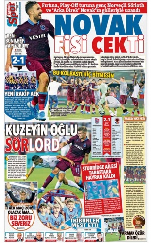Trabzon basınından tur manşetleri 4