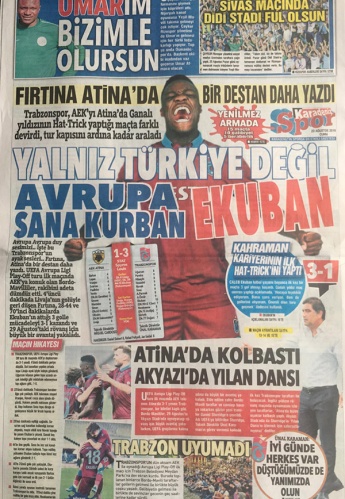 Trabzon Gazetelerinde AEK Galibiyeti coşkusu 4