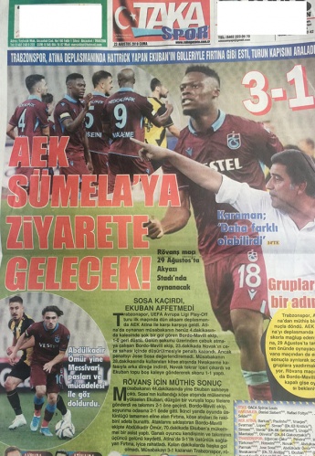 Trabzon Gazetelerinde AEK Galibiyeti coşkusu 6