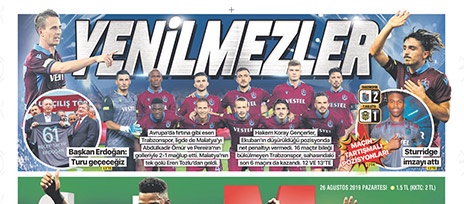Trabzon Gazetelerinden galibiyet manşetleri 26.08.2019 6