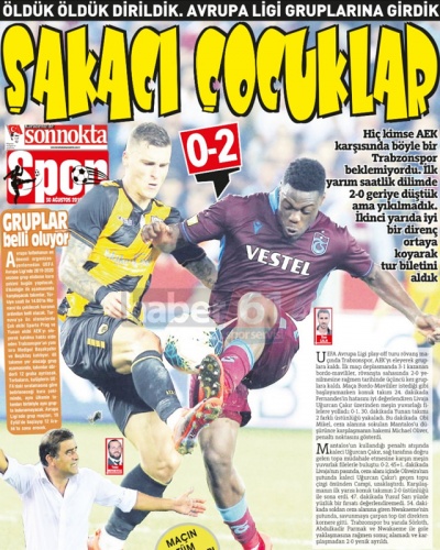 Trabzonspor gazetelerinden tur manşeti : Şakacı çocuklar 3