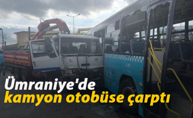 Ümraniye'de kamyon otobüse çarptı 1