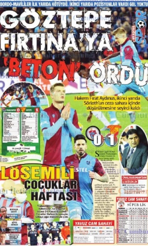 Trabzon Gazetelerinden Göztepe mağlubiyeti manşetleri 2