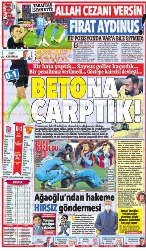 Trabzon Gazetelerinden Göztepe mağlubiyeti manşetleri 5