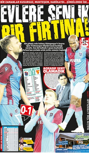 Trabzon Gazetelerinden Göztepe mağlubiyeti manşetleri 4
