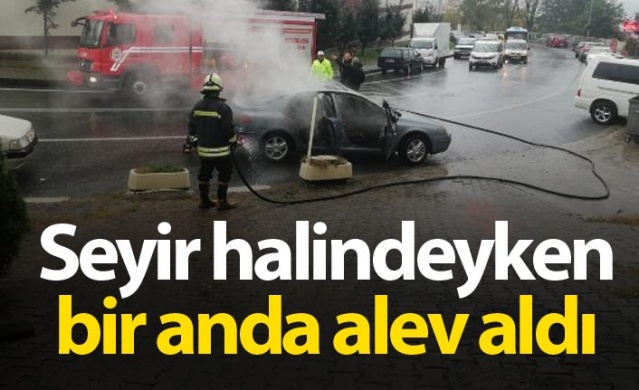 Rize'de seyir halindeki araç alev alev yandı 1