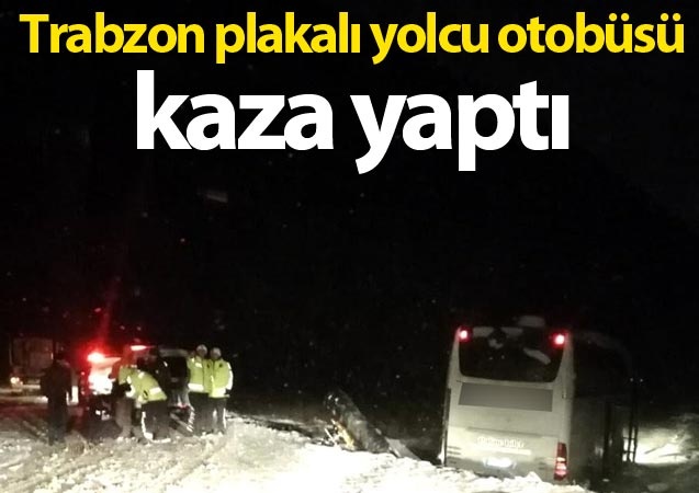 Trabzon plakalı yolcu otobüsü kaza yaptı 1