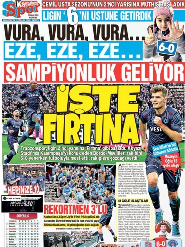 Trabzon Gazetelerinde galibiyet manşetleri 7