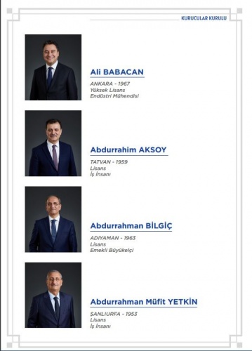 Babacan'ın partisinin kurucu listesi. 19