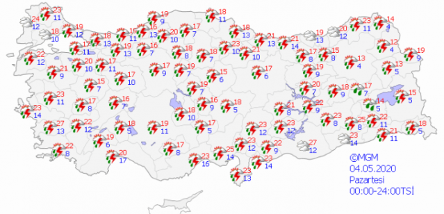 Sıcaklıklar azalıyor! Kuvvetli sağanak görülecek. 15 Ağustos 2022 7