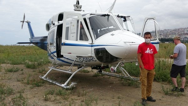 Trabzon'da dolgu alanına inen helikopter panik yarattı 6