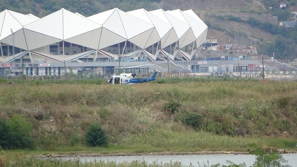 Trabzon'da dolgu alanına inen helikopter panik yarattı 5