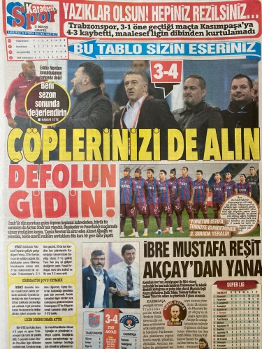 Trabzon gazetelerinde mağlubiyet manşetleri: Çöplerinizi alın defolun gidin 6