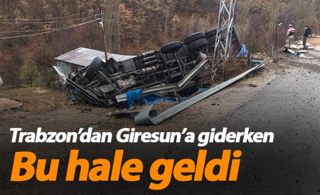 Trabzon'dan Giresun'a giden kamyon kaza yaptı 1