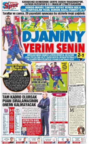 Yerel gazetelerden Trabzonspor'a övgü 5