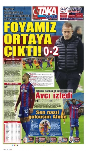 Trabzon basınından mağlubiyet manşetleri 6
