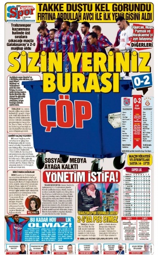 Trabzon basınından mağlubiyet manşetleri 5
