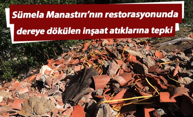 Trabzon'da restorasyonunda dereye dökülen inşaat atıklarına tepki 1