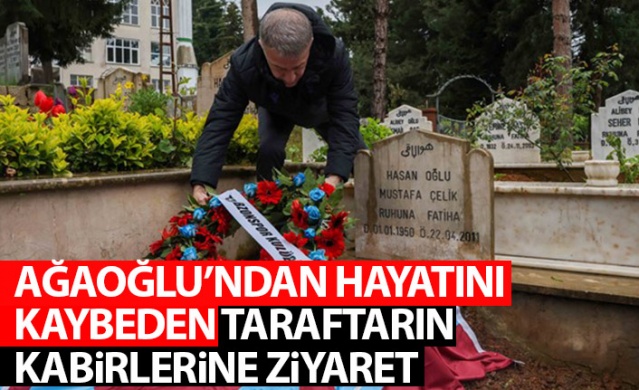 Trabzonspor başkanı Ahmet Ağaoğlu'ndan hayatını kaybeden taraftarların kabirlerine ziyaret. Foto Galeri 1