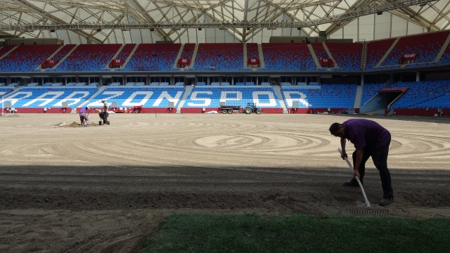 Şampiyonluk kutlamaları sonrası Trabzonspor'un stadı sil baştan yenileniyor. Foto Haber 6
