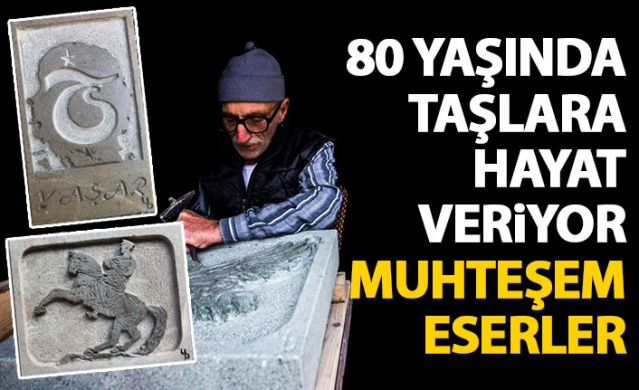 Trabzon'da 80 yaşındaki Yadigar dede taşa hayat veriyor! Muhteşem eserler. Foto Haber 1