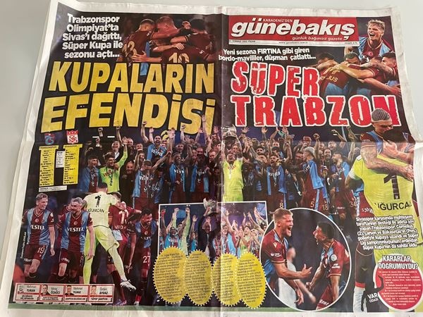 Trabzon basınından süper kupa manşetleri. Foto Haber 5