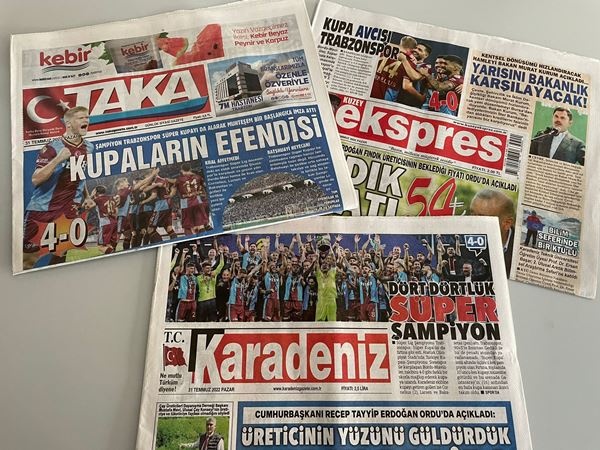 Trabzon basınından süper kupa manşetleri. Foto Haber 3