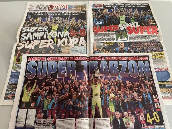 Trabzon basınından süper kupa manşetleri. Foto Haber 4
