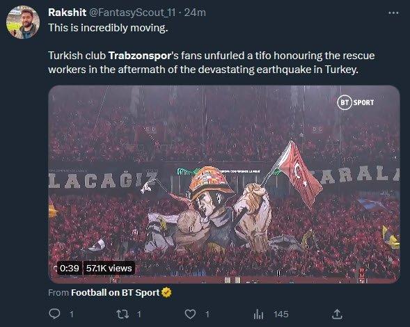 Dünya Trabzonspor maçınındaki koreografiyi konuşuyor 