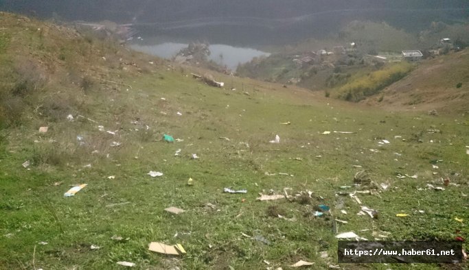 Trabzon'da göl yerine çöp manzarası
