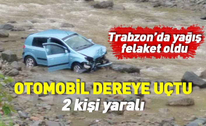 Trabzon'da kaza! Otomobil dereye uçtu