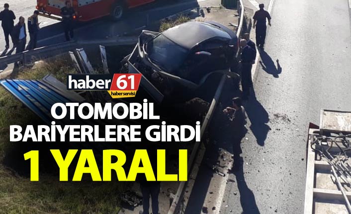 Trabzon'da otomobil bariyerlere girdi - 1 Yaralı
