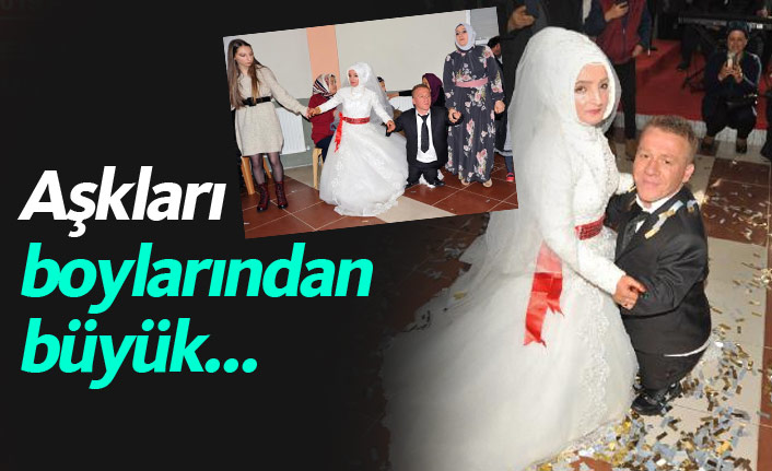 Trabzon'da kısa boylu çift dünya evine girdi