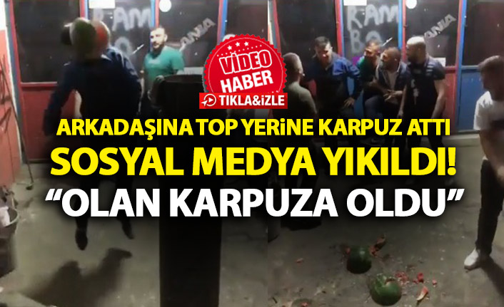 Trabzon'da top yerine karpuza kafa attı sosyal medya yıkıldı