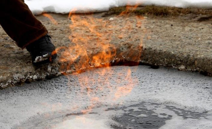 Erzurum'daki bu su yanıyor
