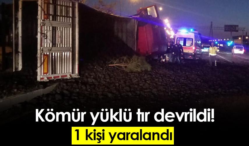 Samsun'da kömür yüklü tır devrildi! 1 yaralı