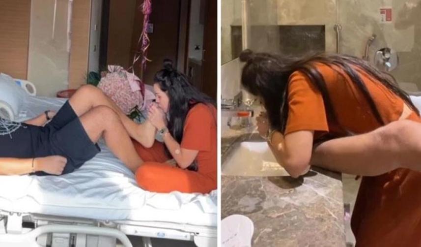 Kocasının ayağını yıkayıp, öpen sosyal medya fenomenine tepkiler yağdı
