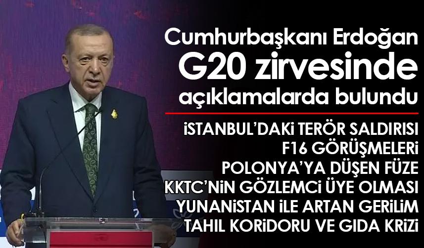 Cumhurbaşkanı Erdoğan G20 Liderler Zirvesinde açıklamalarda bulundu