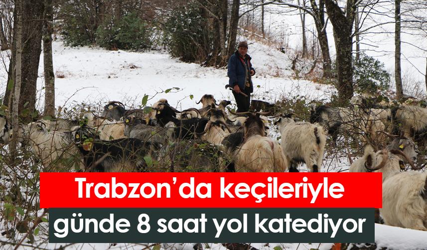 Trabzon'da keçileriyle  günde 8 saat yol katediyor