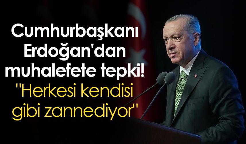 Cumhurbaşkanı Erdoğan'dan muhalefete tepki! "Herkesi kendisi gibi zannediyor"