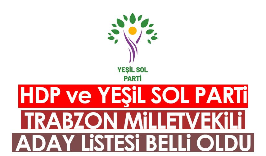HDP ve Yeşil Sol Parti Trabzon Milletvekili aday listesi belli oldu!