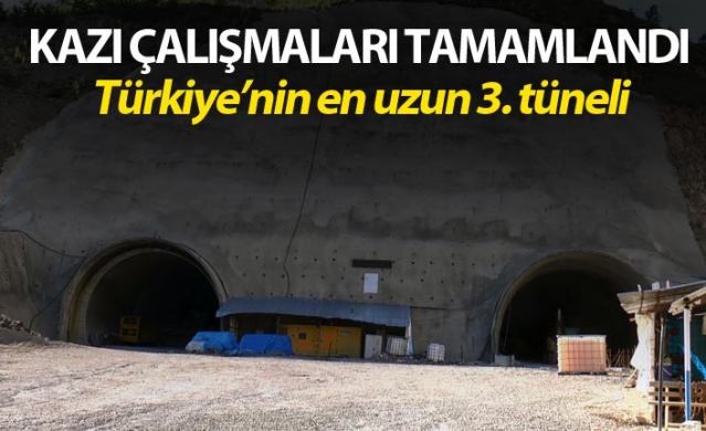 Türkiye’nin en uzun 3. tünelinde kazı çalışmaları tamamlandı