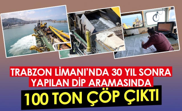 Trabzon Limanı'nda 30 yıl sonra yapılan dip taramasında 100 ton çöp çıktı. Foto Haber
