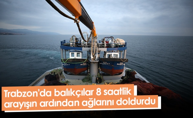 Trabzon'da balıkçılar 8 saatlik arayışın ardından ağlarını doldurdu